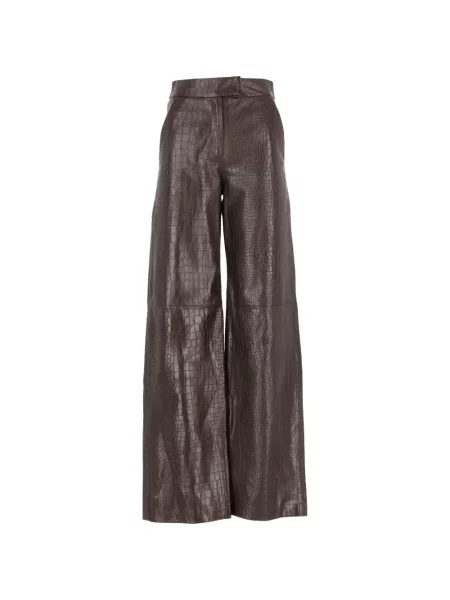 Pantaloni Federica Tosi din piele maro