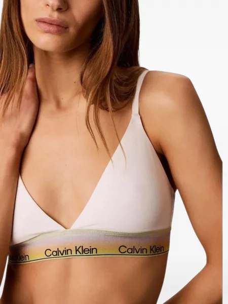 Sutien bralette Calvin Klein Underwear cu autograf alb