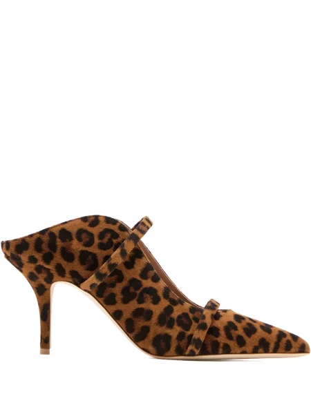 Papuci tip mules Malone Souliers cu model leopard maro