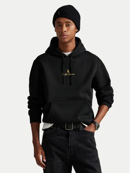 Суичър с качулка Polo Ralph Lauren с качулка с апликация черно