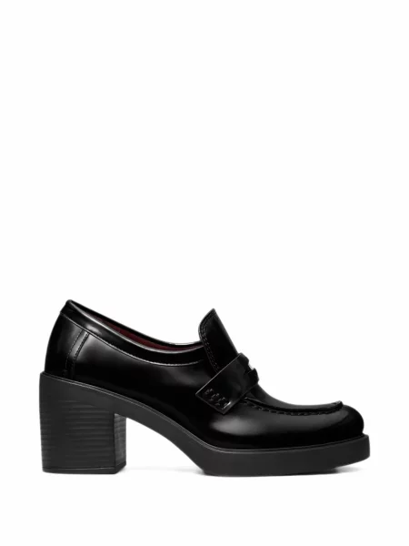 Pantofi loafer Tory Burch din piele cu platformă de lac negru