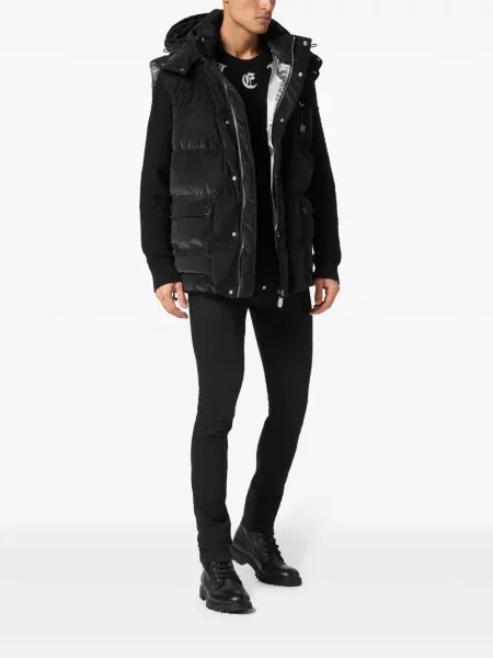 Liemenė Philipp Plein su gobtuvu su aplikacija juoda