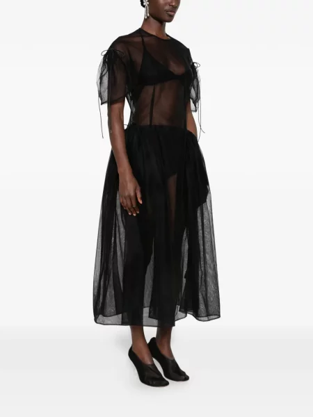 Rochie midi Simone Rocha cu legături negru