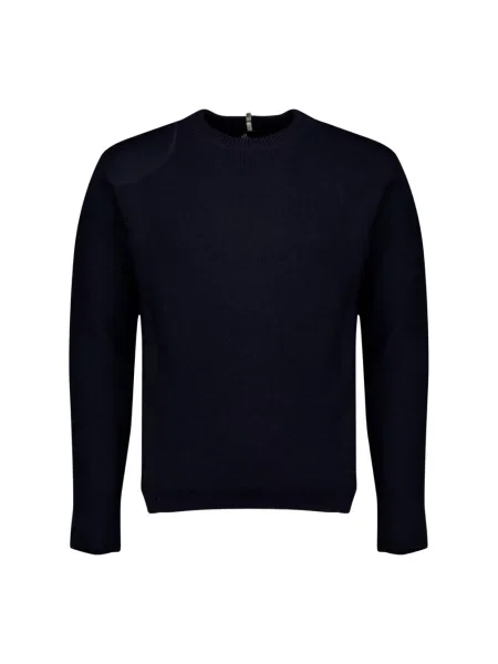 Sweter Moncler wełniany z logo niebieski