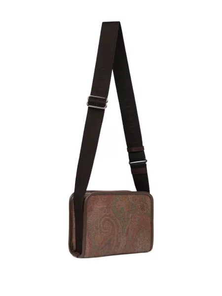 Geantă Etro cu model paisley maro