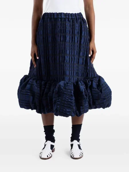 Fustă midi Noir Kei Ninomiya cu volane albastru