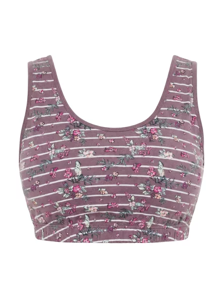 Ulla Popken Sutien verde / mauve / magenta alb