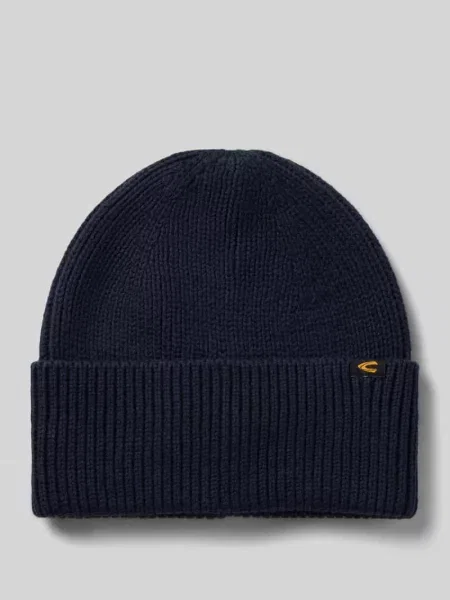 Czapka beanie z szerokim brzegiem i detal z logo Camel Active granatowa