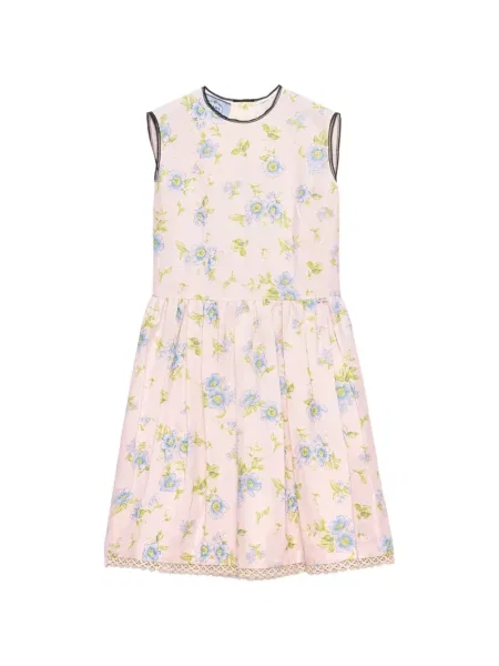 Rochie Prada de in cu model floral cu imagine roz