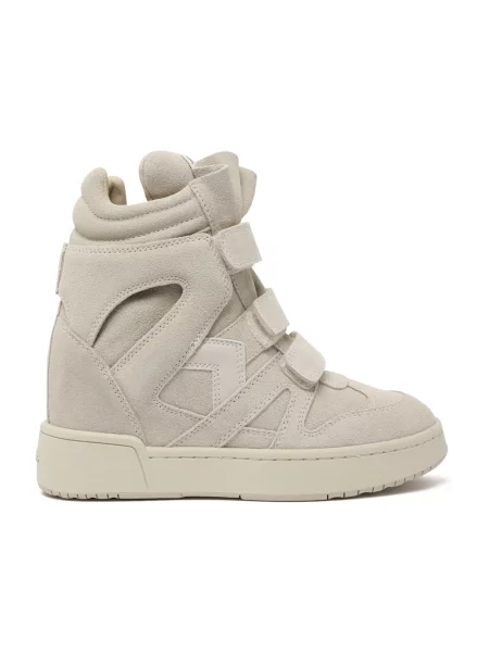 Sneakersy Isabel Marant zamszowe na koturnie beżowe