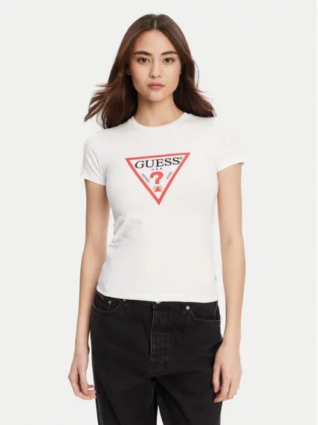 T-shirt basic Guess biały