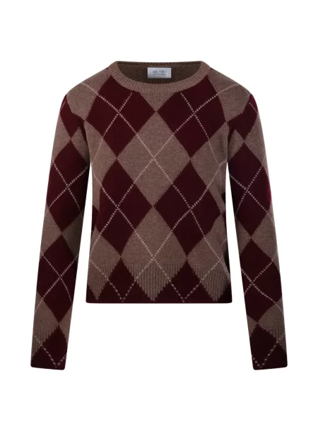 Pulover Beyou cu model argyle cu decolteu rotund