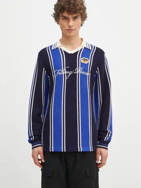 Filling Pieces sweter Knit Football Jersey lekki granatowy