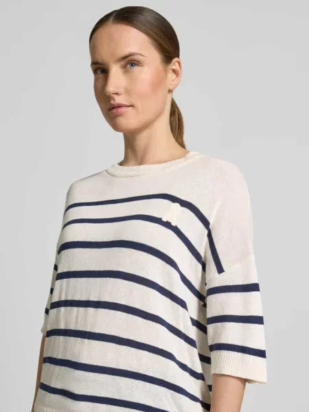 Sweter z mieszanki lnu o kroju relaxed fit model STRIPE' Armedangels biały
