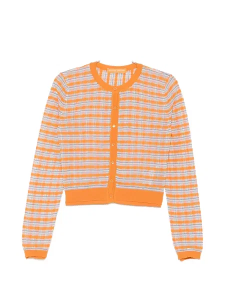 Decupat cardigan Ermanno Scervino în carouri portocaliu