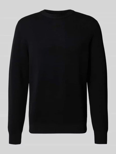 Sweter z dzianiny z okrągłym dekoltem model ‘THEO’ Casual Friday czarny