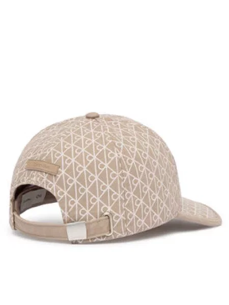 Kepurė su snapeliu Calvin Klein Emblem Print W Leather Patch Cap Mėlyna smėlinė