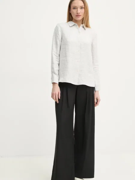 Льняная классическая ошейниковый рубашка Theory серая