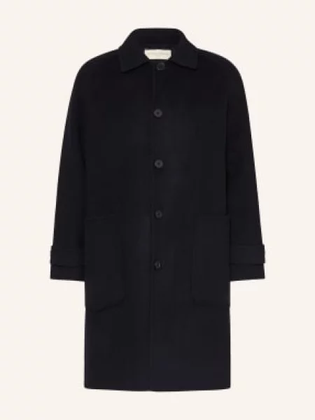 Officine Générale Wełniany Płaszcz Bryce blau granatowy