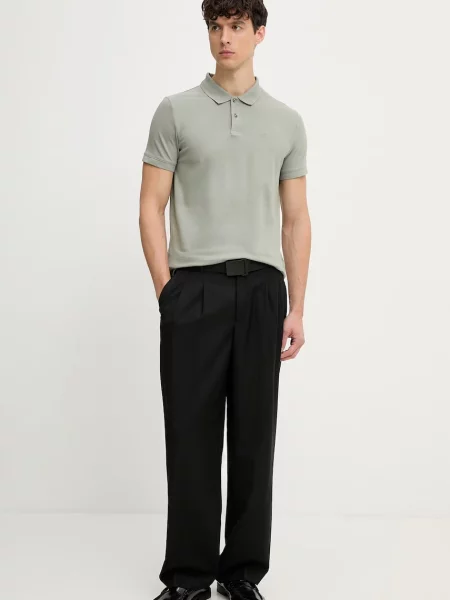 Calvin Klein polo majica z bombažem zelena