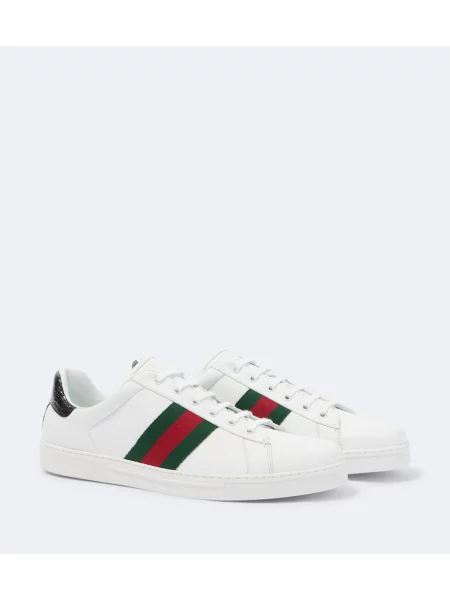 Sneakerși Gucci Ace din piele cu dungi alb
