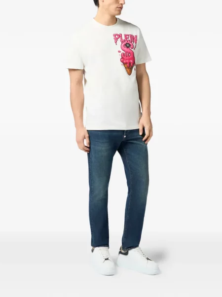 Tricou Philipp Plein cu decolteu rotund alb