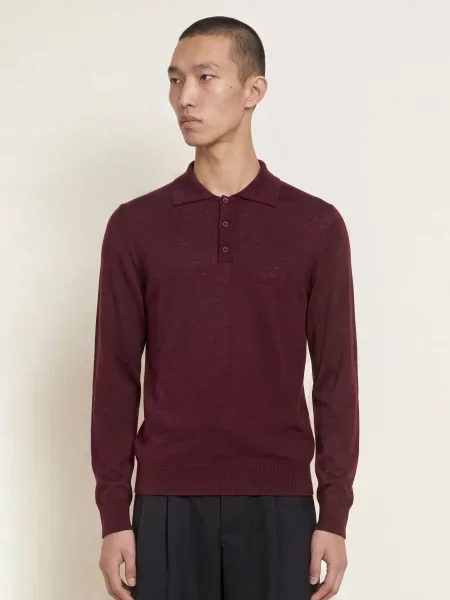 I'm Brian Pletená Polokošile S Merino Vlnou tmavě červená
