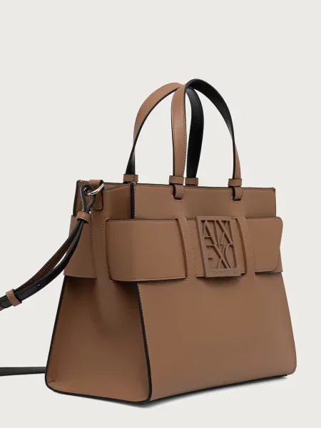 Geantă Armani Exchange din piele bej
