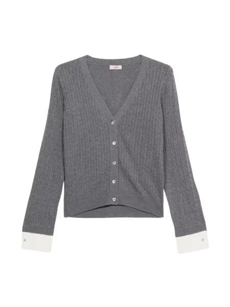 Krótki kardigan Oltre z kaszmiru szary