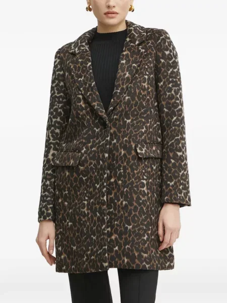 Palton Morgan cu imagine cu model leopard negru
