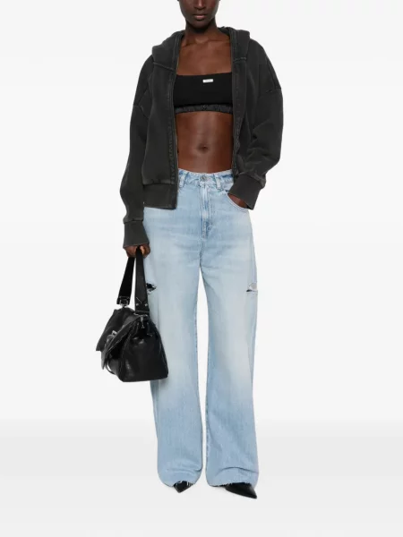 Široké džíny Icon Denim s oděrkami modré