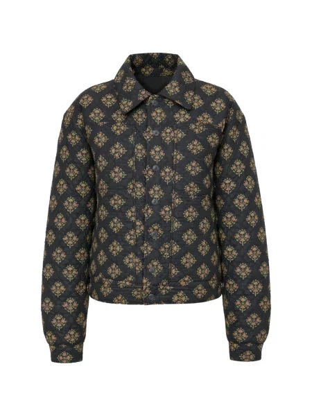 Geacă Antik Batik cu model floral matlasată negru