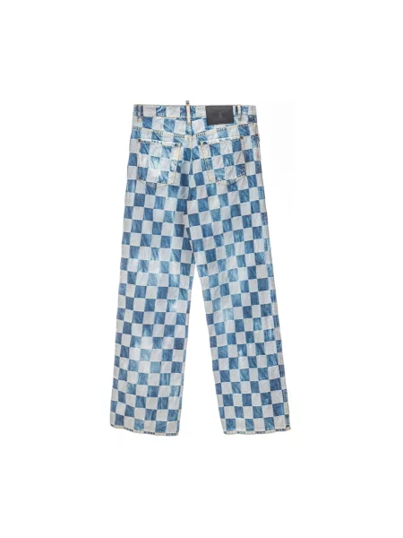 Jeansy Dsquared2 w kratę niebieskie