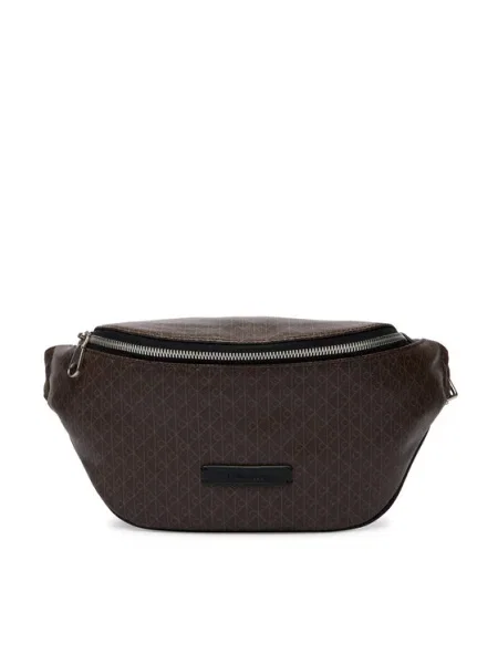 Borsetă Calvin Klein Emblem Aop Coated Waistbag maro