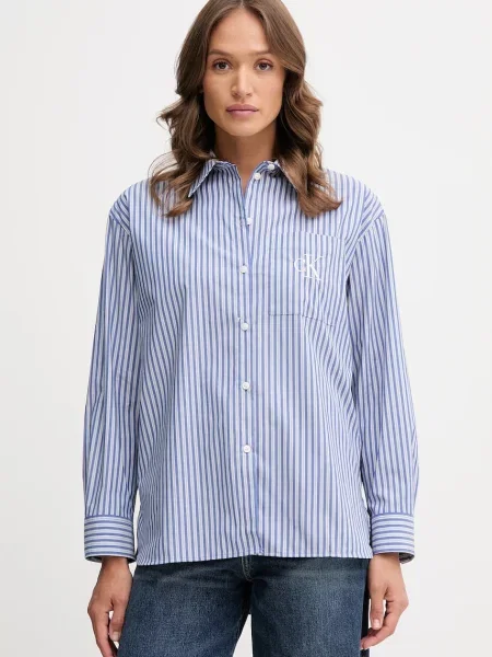 Calvin Klein Jeans koszula relaxed z kołnierzykiem klasycznym niebieski