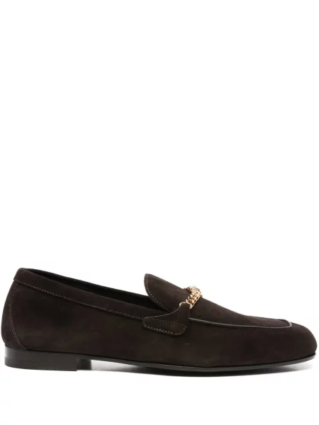 Pantofi loafer Versace din piele de căprioară maro