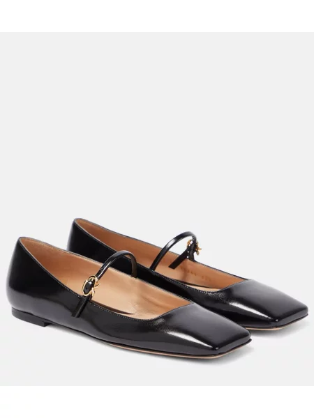 Balerini Gianvito Rossi din piele de lac negru