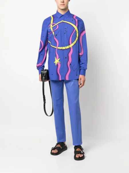 Siuvinėtos kelnės Moschino mėlyna
