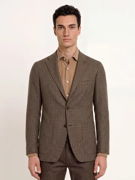 Tagliatore Sako Extra Slim Fit tmavě hnědá / černošedá černá
