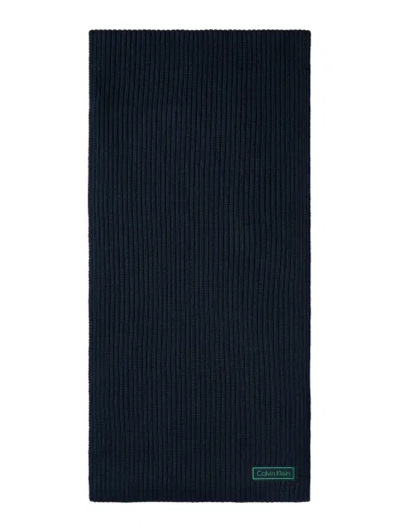 Calvin Klein Šal Patch Chunky Rib Cotton Scarf tamnoplava