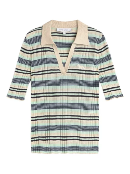 Polo Maison Kitsune cu dungi albastru
