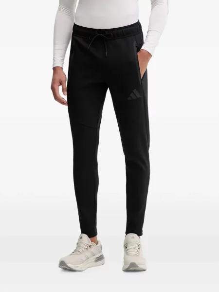 Pantaloni Adidas cu broderie cu dungi alergare negru
