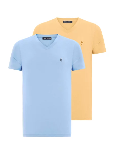 Jacey Quinn Majica svijetloplava / svijetlonarančasta