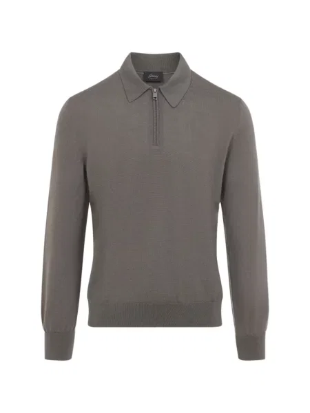 Tricou polo Brioni de lână gri