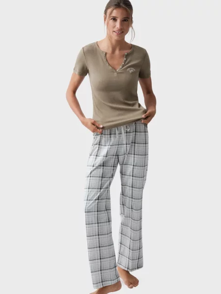 Клетчатые брюки Women'secret белые