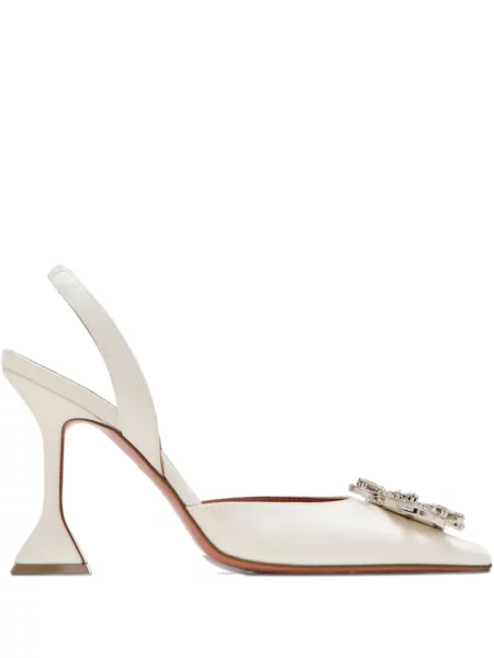 Pantofi cu toc Amina Muaddi slingback de cristal alb