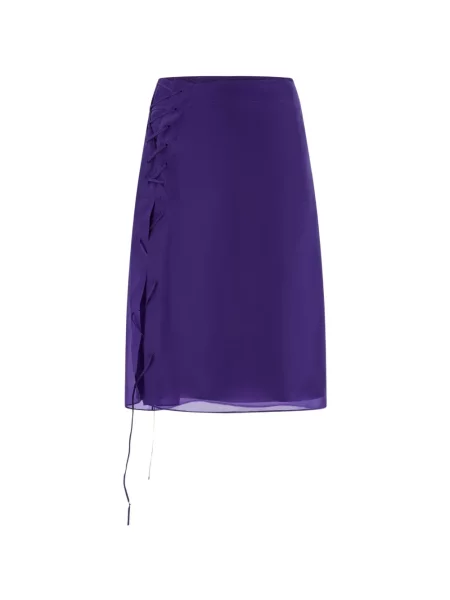 Fustă Ferragamo cu șireturi din dantelă violet