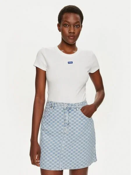 HUGO Tricou bleumarin alb