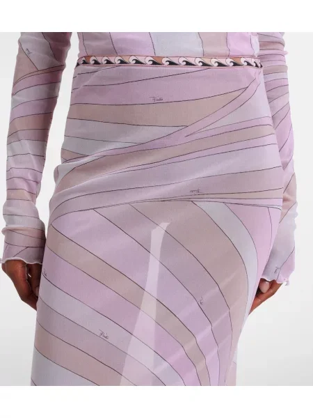 Fusta maxi Pucci din tul roz