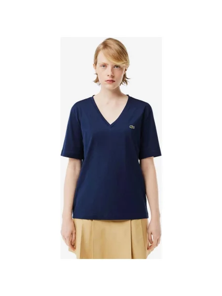 Koszulka Lacoste V Neck Logo krótki rękaw granatowa 32 niebieska